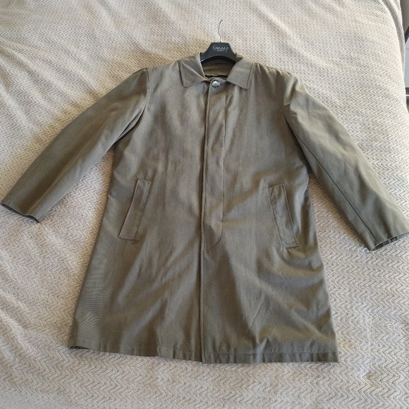 Men's London Fog Trench Coat - Size 40S - Color Dark Green - Picture 13 of 16